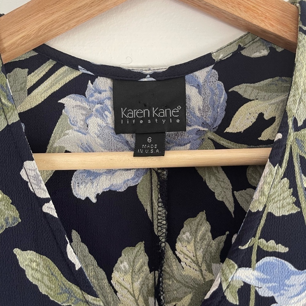 Vintage Karen Kane Floral Button Front Mini Dress - 6 - Picture 6 of 7